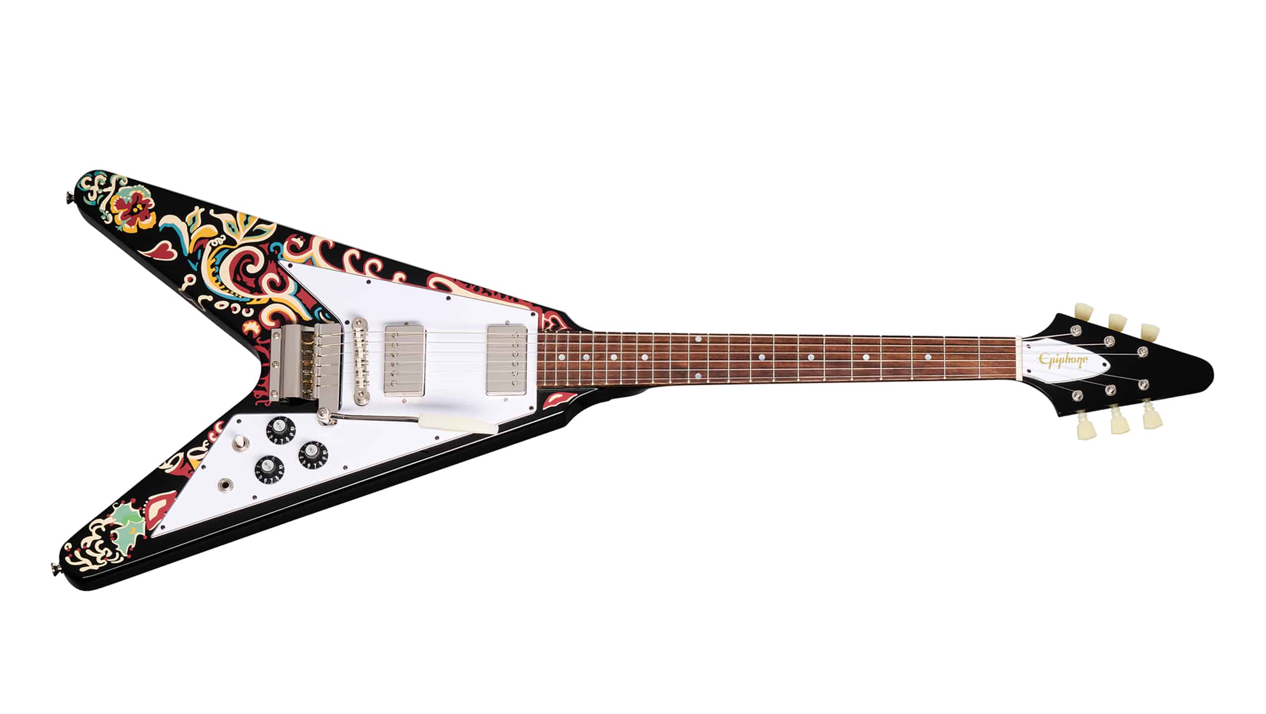 Guitarra Epiphone Flying V Jimi Hendrix Love Drops – Ebony « Royal